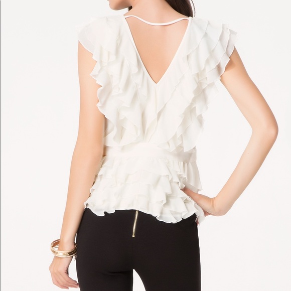 🌷🍀🎈BAILEY44-bebe Ruffle Top🎉🎀🎊 💫 - Picture 3 of 5